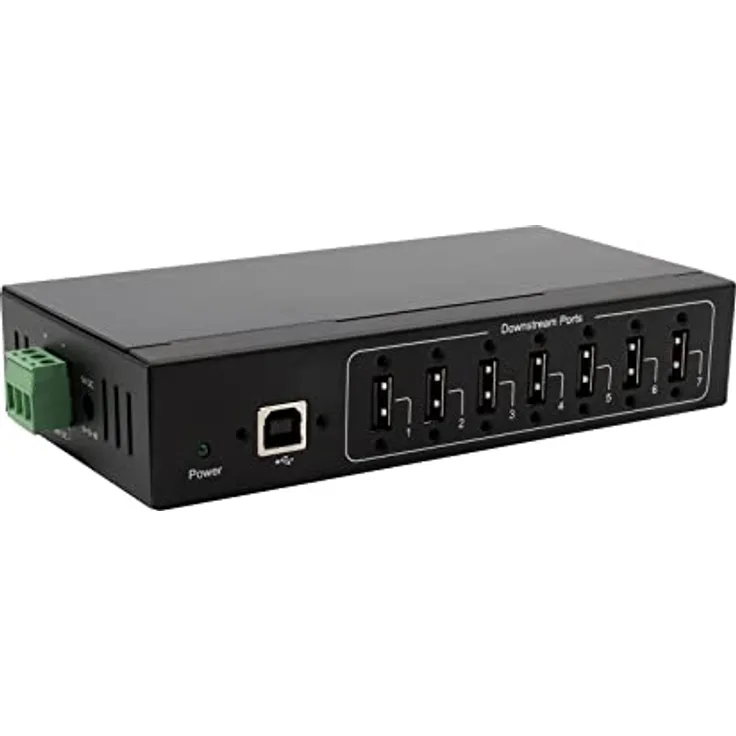 Exsys EX-11217HMVS 7 Port USB 2.0 Metall HUB Netzteil DIN-Rail-Kit Genesys Chipset