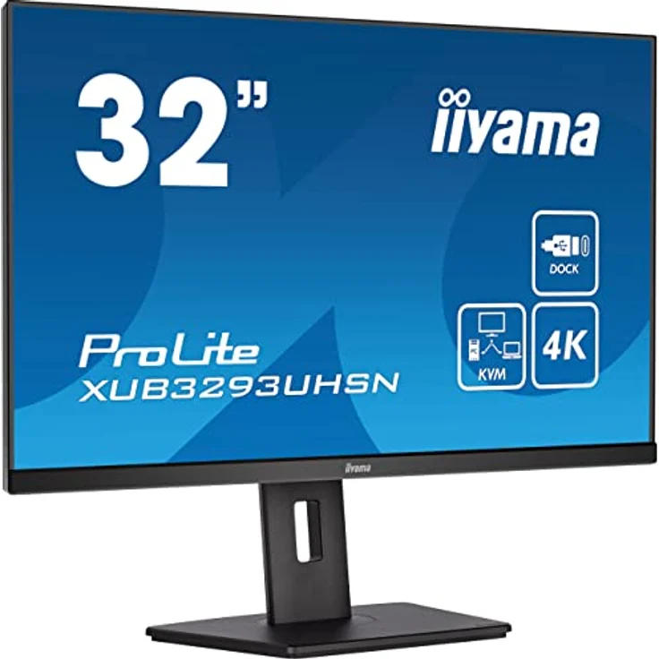 Iiyama Prolite XUB3293UHSN-B5 80cm 31,5" IPS LED Monitor 4K UHD HDMI DP USB3.0 USB-C 65W LAN KVM-Switch Slim-Line Höhenverstellung schwarz – Bild 2