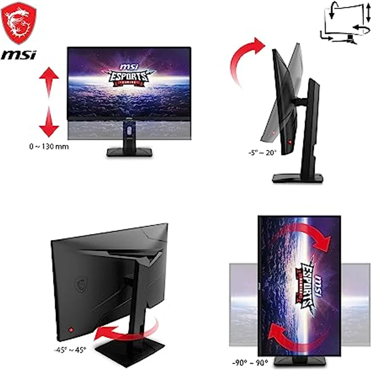 MSI G274PFDE 27 Zoll (69 cm) Gaming Monitor, FHD (1920x1080), Rapid IPS, 180Hz, 1ms, Flat, G-Sync Compatible, HDR Ready, HDMI, DisplayPort, schwarz – Bild 5
