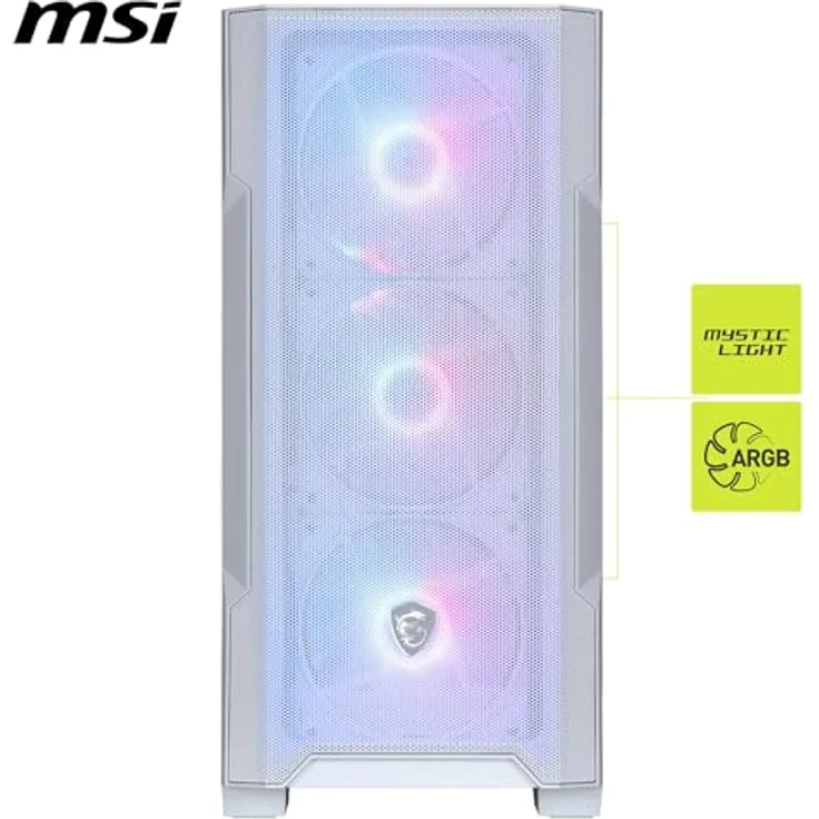 MSI MAG FORGE M100R, Micro ATX PC-Gehäuse in Weiß mit gehärtetem Glas und RGB-Beleuchtung – Bild 3