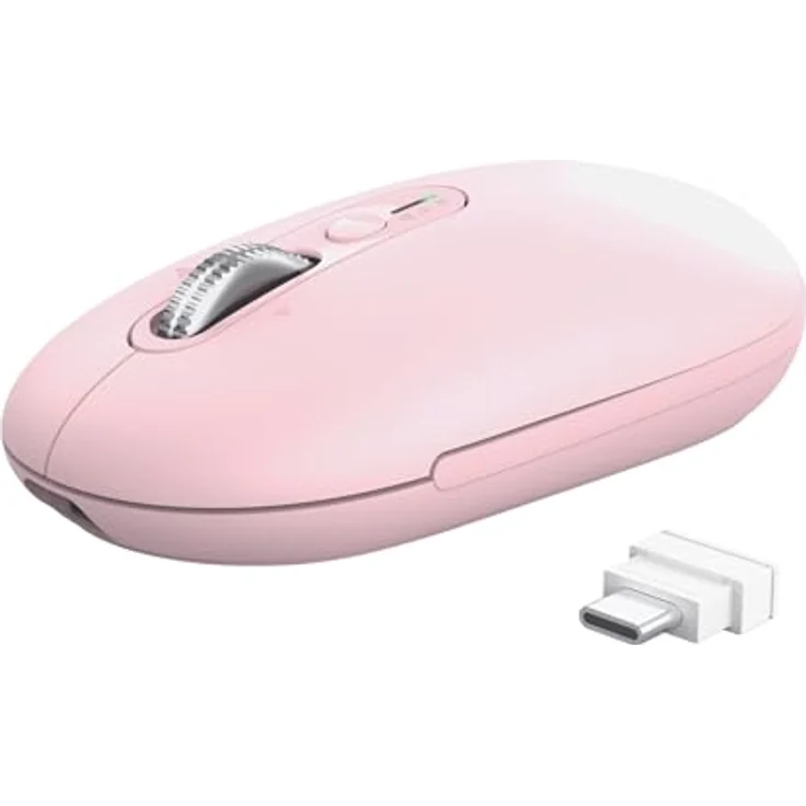 Trust Seron Kabellose Maus, Wiederaufladbar, Ultraschnelles Scrollrad, Bluetooth + 2.4GHz, Leise Tasten, 65% Recyclingkunststoff, Rosa – Bild 1