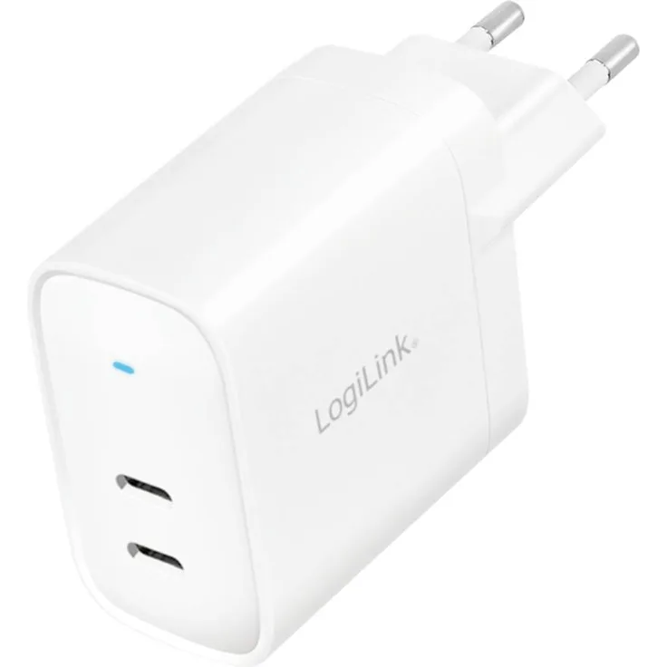 LogiLink PA0282 USB Ladegerät 20 W, 2x USB-C® mit USB Power Delivery und GaN-Technologie, Weiß