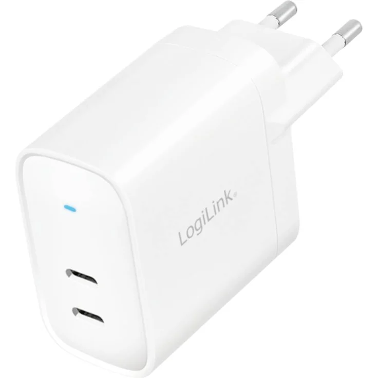 LogiLink PA0282 USB Ladegerät 20 W, 2x USB-C® mit USB Power Delivery und GaN-Technologie, Weiß