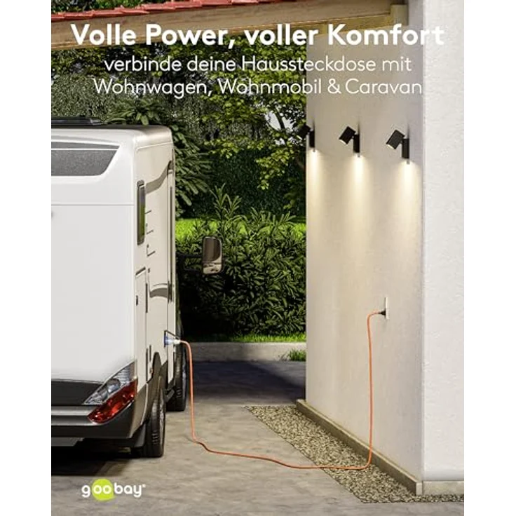 Goobay Camping Adapterleitung 1,5 m, orange, 2 CEE-Buchsen, IP44, für Außenbereich – Bild 3