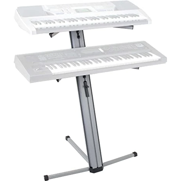 Classic Cantabile KS-100 Doppel-Keyboardständer - Keyboardständer 2-fach Höhenverstellbar - Keyboardstativ mit 25 kg Tragkraft pro Ebene - Anschluss für Mikrofonarm - Silber – Bild 2