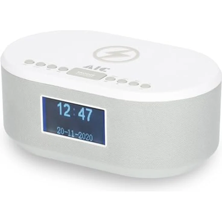 AIC Radiowecker DAB mit Ladefunktion Bluetooth QI Funktion USB Dual Alarm 18DAB Weiss, Wecker mit kabellosem Laden und kristallklarem DAB/DAB+ Radio – Bild 4