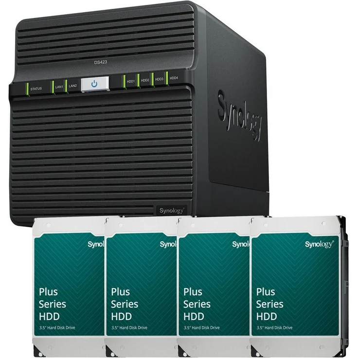 Synology DS423, NAS mit 4x HAT3310-12T HDD, 72 TB Speicher, private Cloud & sichere Datenfreigabe
