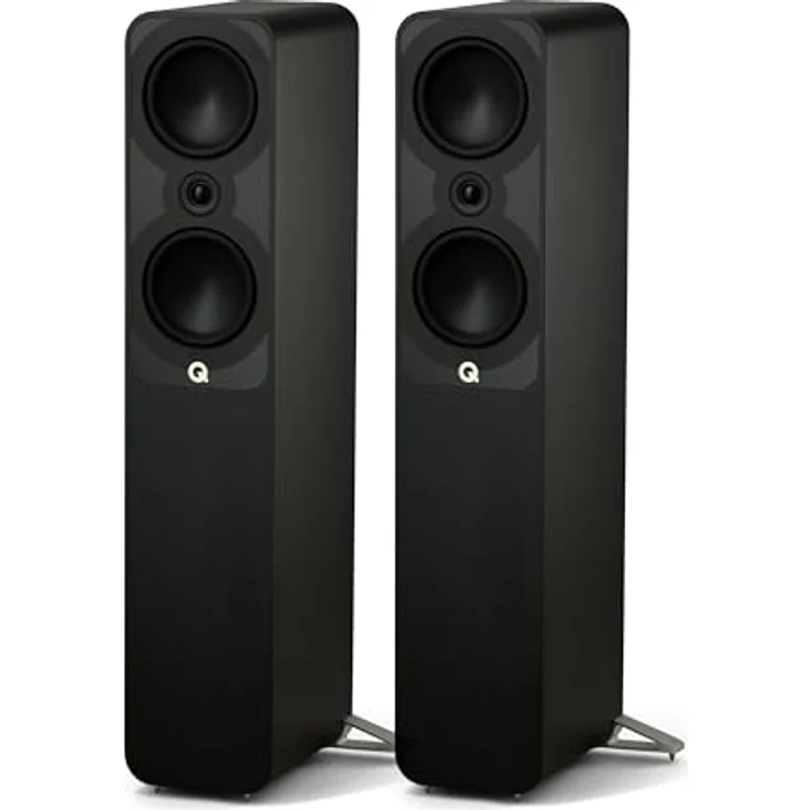 Q Acoustics 5050 Standlautsprecher Satin Schwarz - 2 x 6 Mittel-/Bass-Treiber, 1 Zoll Hochtöner - Stereoanlage für Home Entertainment Center, Surround Sound TV/Record Player – Bild 1
