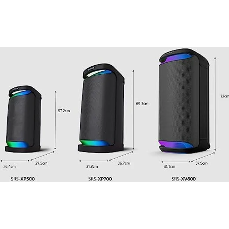 Sony SRS-XV800 - Bluetooth, Party Box Lautsprecher, Kraftvoller 360° Sound, tragbar, 5 Front-/2 Rücklautsprecher, MEGA Bass, 25h Akkulaufzeit, LED Licht, IPX4 wasserdicht, Schnellladung – Schwarz – Bild 3