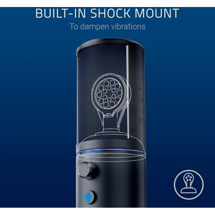 Razer Seiren X PS4 - USB Kondensator-Mikrofon für Streaming auf der PlayStation (Kompakt mit Schockdämpfer, Superniere Aufnahmemuster, latenzfrei, Stumm-Taste) Schwarz-Blau – Bild 5
