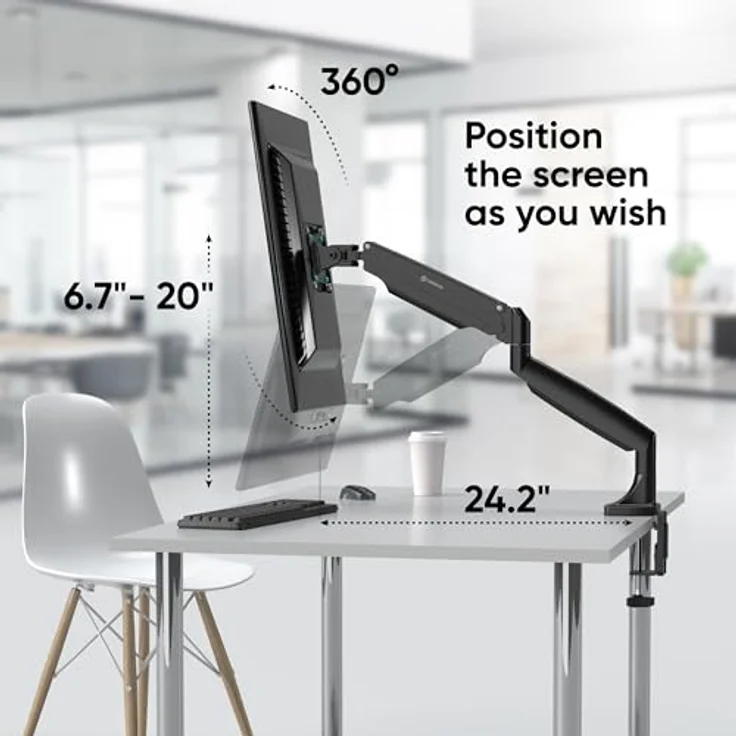 ONKRON Tischhalterung für TV und Monitore 13" - 32" mit einem Gewicht von bis zu 9 kg max VESA 100x100 neigbar -90° bis +45° schwenkbar 180° drehbar 360° schwarz G100-B – Bild 5