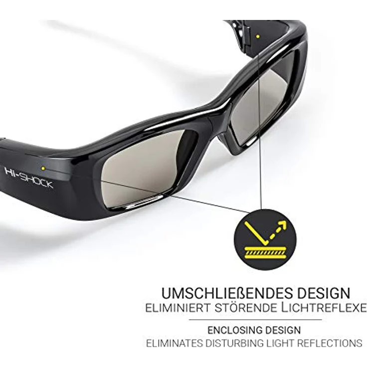 Hi-SHOCK 2X Hi-Shock BT Pro Black Diamond aktive 3D Brille | kompatibel mit Sony, Samsung, Panasonic 3D TV | DualView und DualPlay Funktion | Akku mit hoher Ladekapazität – Bild 4