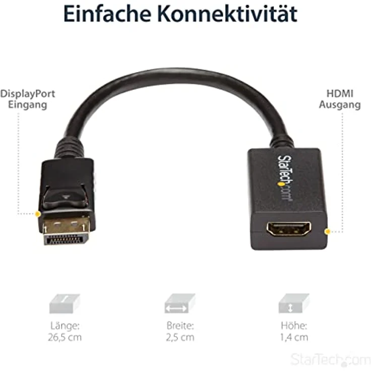 StarTech.com DisplayPort auf HDMI Video Adapter - Konverter (Stecker-Buchse), DP zu HDMI mit bis zu 1920x1200, DP - HDMI Länge 25cm – Bild 6