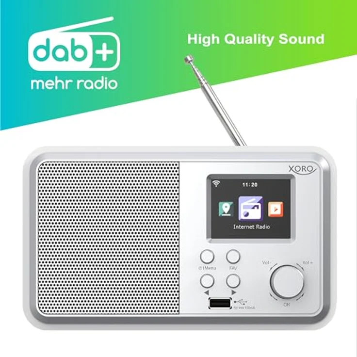 Xoro DAB 300 IR, Digitales WLAN Internet Radio mit 2.4“ Farbdisplay, Bluetooth 5.2, FM/DAB+, Wecker, Weiss – Bild 3
