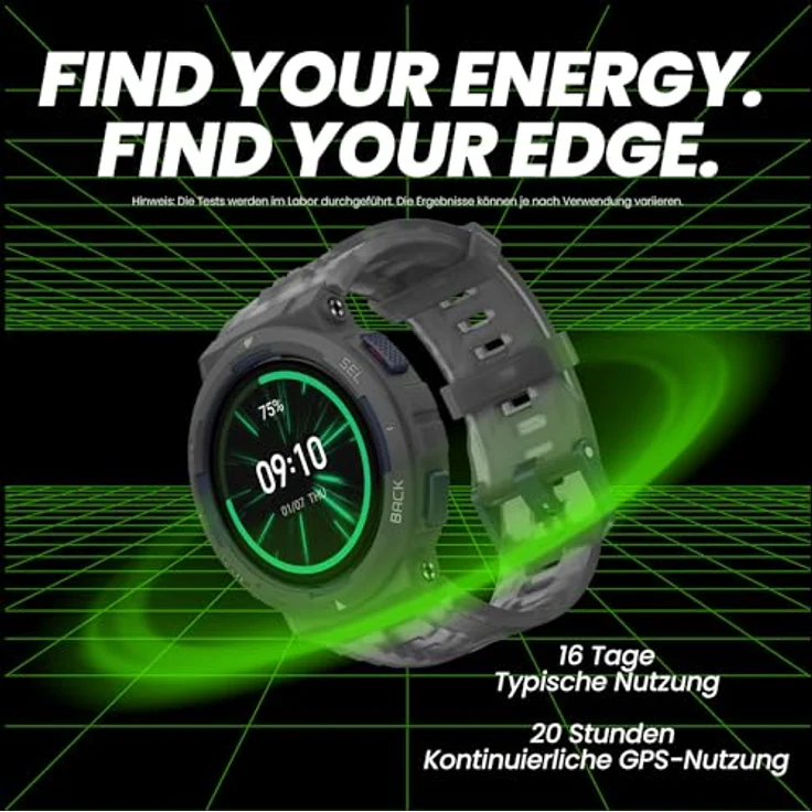 Amazfit Active Edge, Smart Watch mit Stilvollem, Widerstandsfähigem Sport- und Fitness-Design, GPS, AI Health Coach, Sport Outdoor, Workouts und Übungen, 16 Tage Batterie, 10 ATM, Schwarz – Bild 5