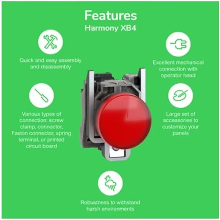 Schneider Electric Harmony XD4 Joystick, 2-Achsen mit Federrückstellung, 1-poliger Schließer, 600V / 220 mA, IP 66, Schwarz – Bild 4