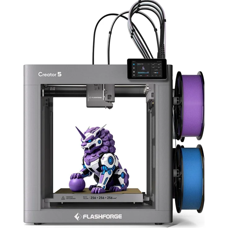 VANKEL Creator 5 Serie 3D-Drucker mit 4 wechselbaren Werkzeugköpfen, touchscreen, 256 mm Druckbereich, beheizbares Druckbett, 8 GB Speicher