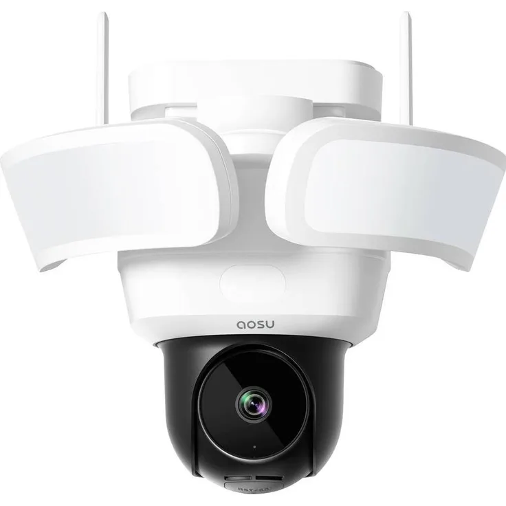 Aosu L5P L5P0.WAEU01000 WLAN IP Überwachungskamera, 5MP, 2800 x 1620 Pixel, vollfarbige Nachtsicht, 360° Abdeckung, Weiss