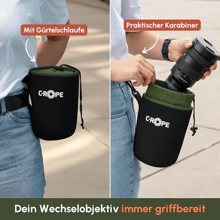C-Rope Neopren Objektivbeutel, Fleece-Fütterung, XXXL, stoßfest, ideal für Objektive und Kamerazubehör – Bild 4