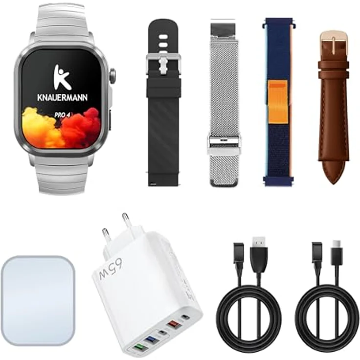 Knauermann PRO 4 (2026), Smartwatch mit 47 mm Gehäuse, AMOLED-Display, EKG, Blutdruckmessung, 75 Sportarten, bis zu 30 Tage Akkulaufzeit – Bild 2