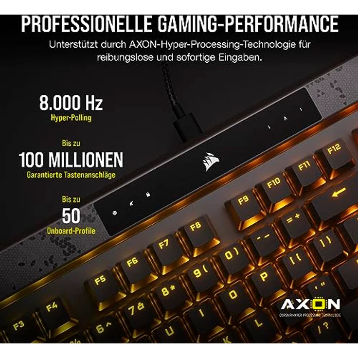 Corsair K70 MAX RGB Magnetisch-Mechanische Kabelgebundene Gaming-Tastatur - MGX-Schalter Mit Einstellbarer Betätigung - PBT Double-Shot-Tastenkappen - iCUE-Kompatibel - QWERTZ DE Layout - Stahl Grau – Bild 5