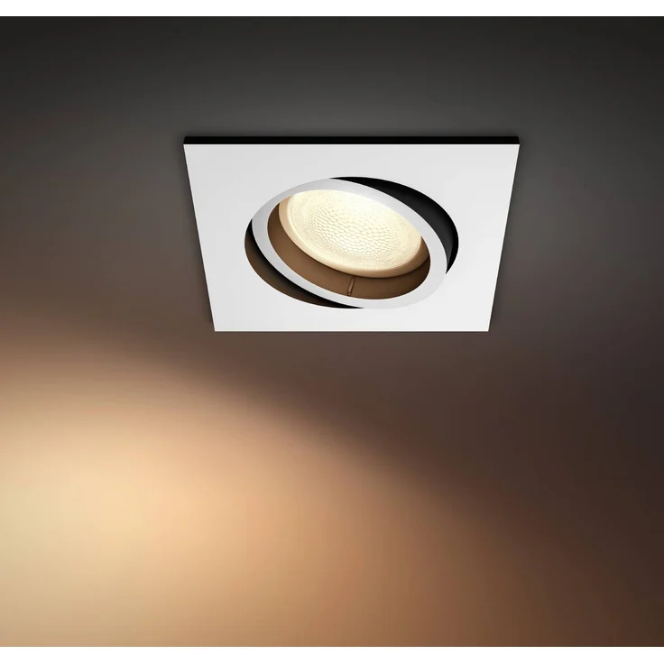 Philips Hue Centura LED-Einbauspot, smartes eckiges Design, Weiß, steuerbar via Bluetooth und Zigbee, 16 Millionen Farben