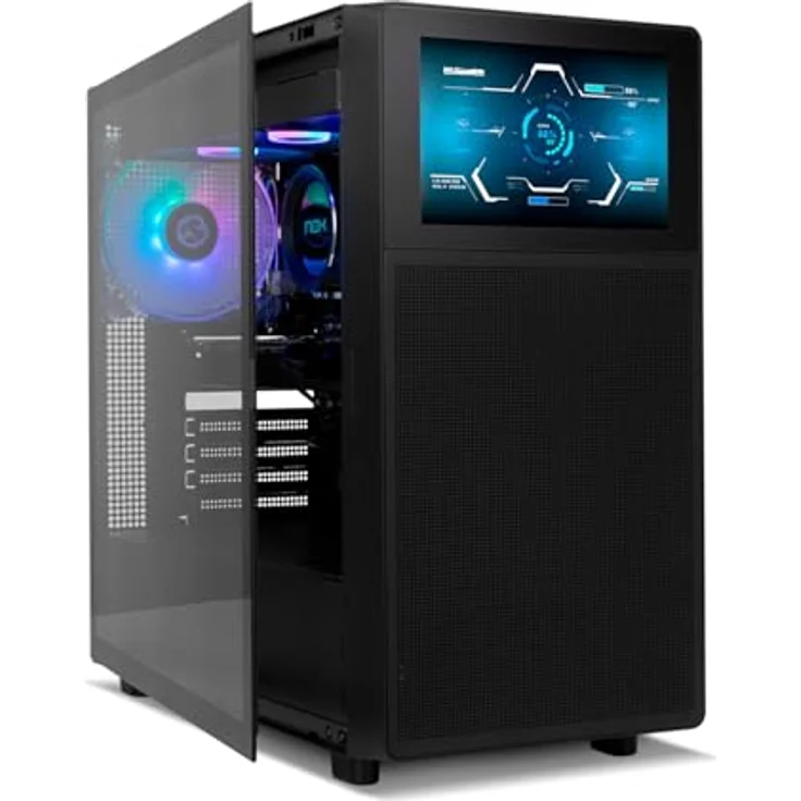 NOX XTREME PRODUCTS Hummer BIOS - Semitower ATX | M-ATX | ITX, anpassbares 8"-LCD-Display, Platz für 11 Lüfter, USB-C und 3.0, Schwarz – Bild 3