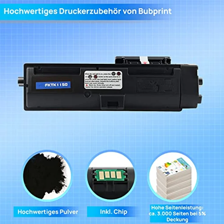 Bubprint Toner kompatibel mit Kyocera TK-1150, Schwarz, hohe Druckqualität und einfache Installation – Bild 3