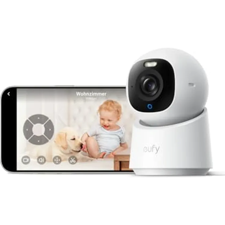 eufy Security Innenkamera E30, 4K UHD-Überwachungskamera innen, Auto-Tracking Mensch/Tier, Farb-Nachtsicht, 360° Schwenken & Neigen, Unterstützt Homekit
