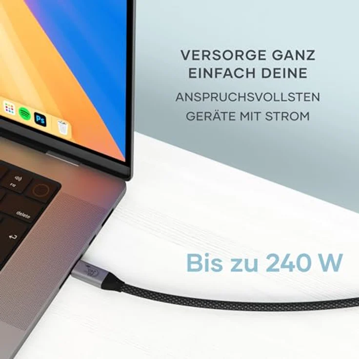 Satechi USB4 v2 Pro Kabel 1,2 m, max. 120 Gbit/s, 240 W, USB-C, Silber/Schwarz – Bild 7