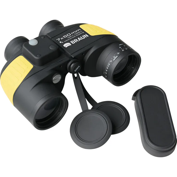 Braun Photo Marine Fernglas 7x50 mm, wasserdicht und schwimmfähig mit beleuchtetem Kompass