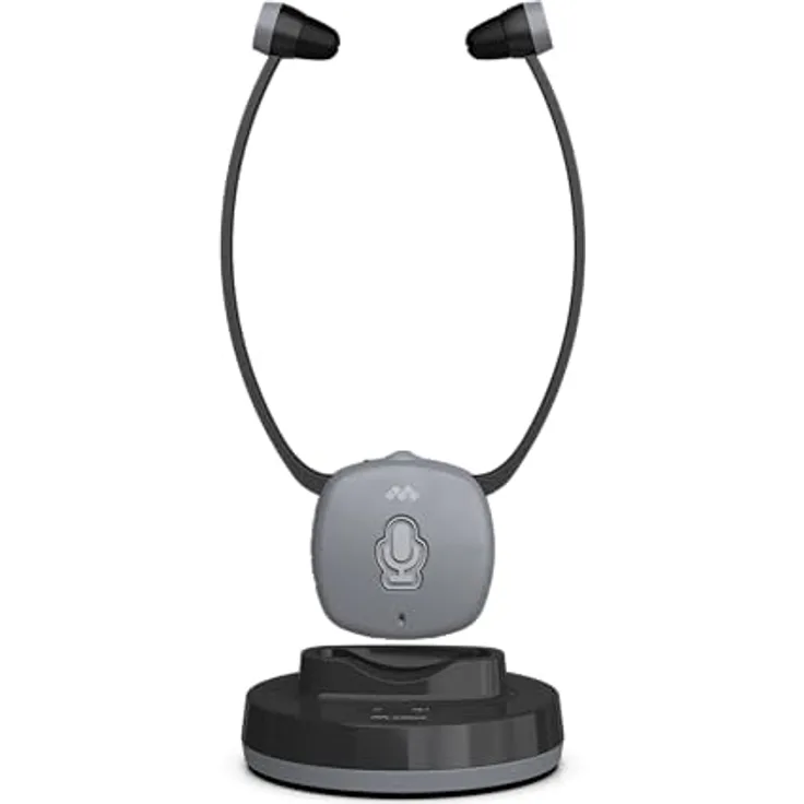 Meliconi Easy Audio Steto, kabelloser TV-Kopfhörer mit optischem Eingang, Umgebungsmikrofon, einstellbarer Lautstärke, Ladestation, Reichweite 20 m, ausgewogenes Audio