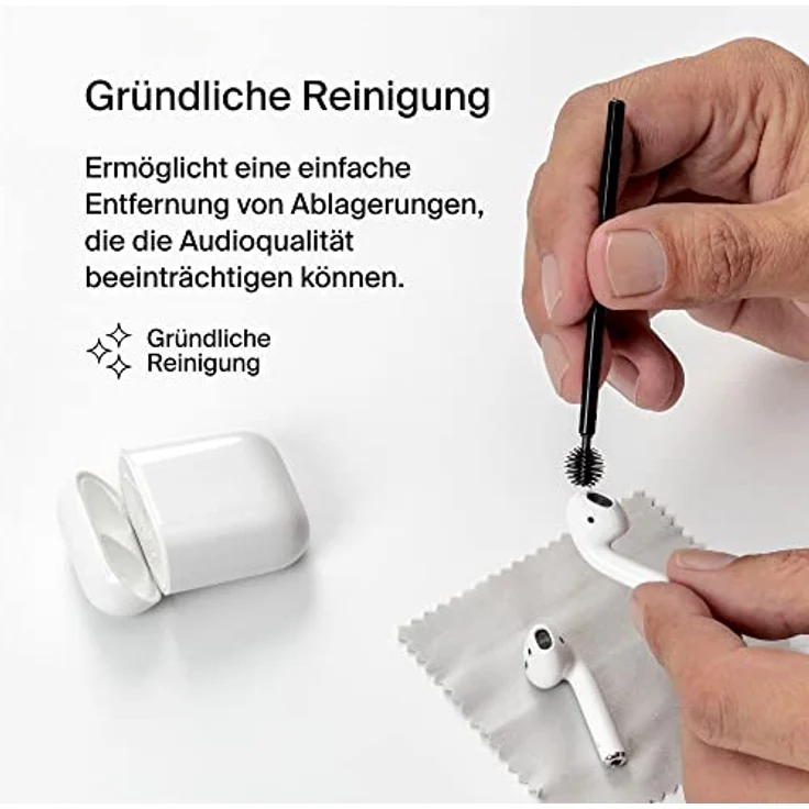 Belkin AirPods Reinigungsset - AirPod-Reiniger zur schonenden Entfernung von 99% der Rückstände von Ohrenschmalz und Schmutz, kompatibel mit AirPods 1, AirPods 2, AirPods 3 (1, 2. und 3. Gen.) – Bild 2