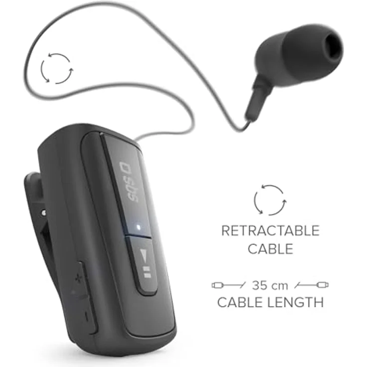 SBS Bluetooth Kopfhörer aufwickelbar Bluetooth Kopfhörer mit 7 Stunden Laufzeit, Multipoint-Technologie & Mikrofon Funkkopfhörer in schwarz für Apple iPhone Handy – Bild 5