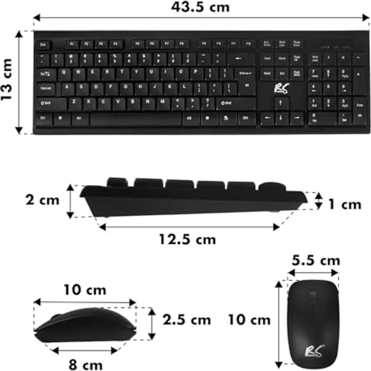 NanoRS RS580 + RS704 Tastatur (Gaming Tastatur Maus Mauspad Set) - Kabellos, RGB-LED-Hintergrundbeleuchtung, schwarz – Bild 5