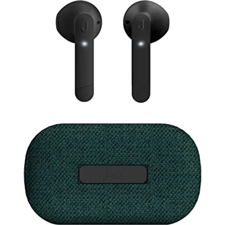 JAZ SBS TWS Chane Ohrhörer mit Textil-Ladepad, kabelloses Headset mit HD-Mikrofon, kabellose Ohrhörer mit ENC-Geräuschunterdrückung, inkl. USB-C-Ladekabel