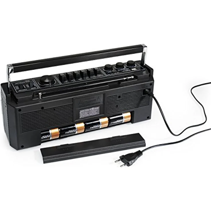 Ricatech PR 1980 Ghetto Blaster Boombox, Kassetten--Kassettenrekorder, AM-FM-SW 3-Band-Radio, Zwei 8-Watt-X-Bass-Lautsprecher, Sprachaufzeichnung mit Aufnahmemikrofon, Kopfhöreranschluss – Bild 12
