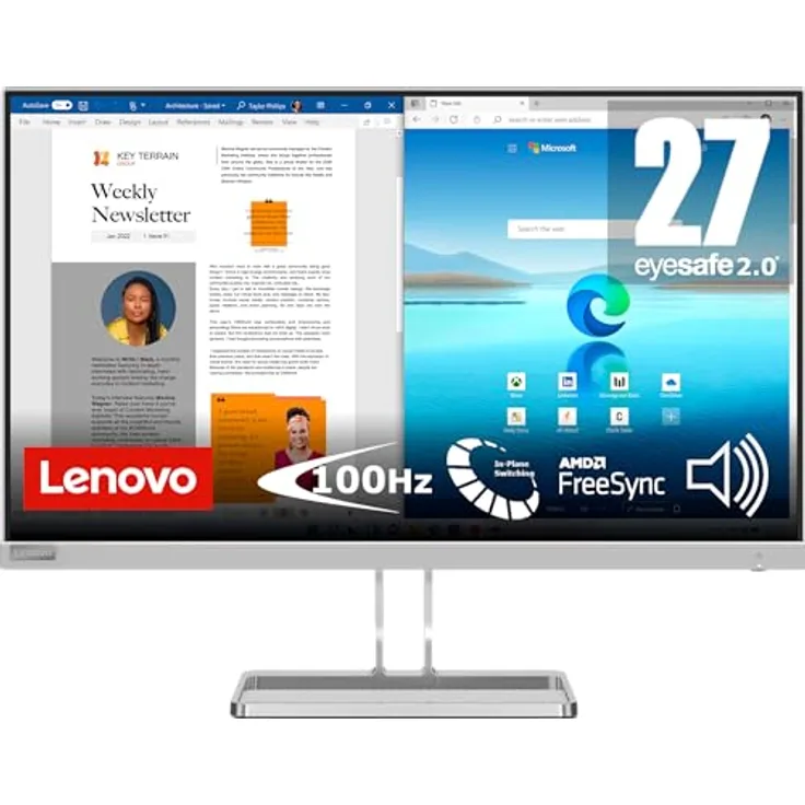 Lenovo L27i-40 | 27" Full HD Monitor | 100Hz | 300 nits | 4ms Reaktionszeit | grau - Preisvergleich