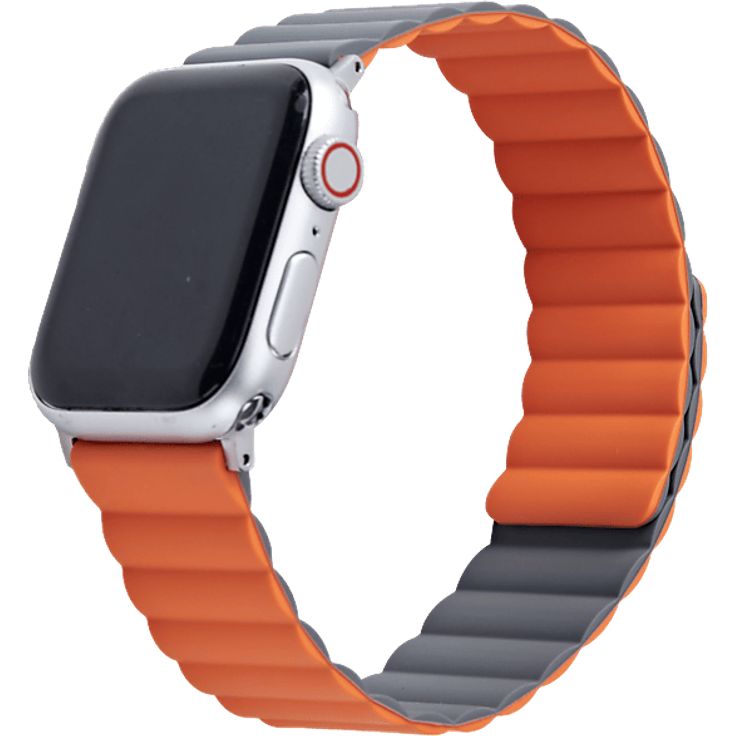 ISY ISB-2005, Ersatzband für Apple, Silikonband 38-41mm, Dunkelgrau/Dunkelorange