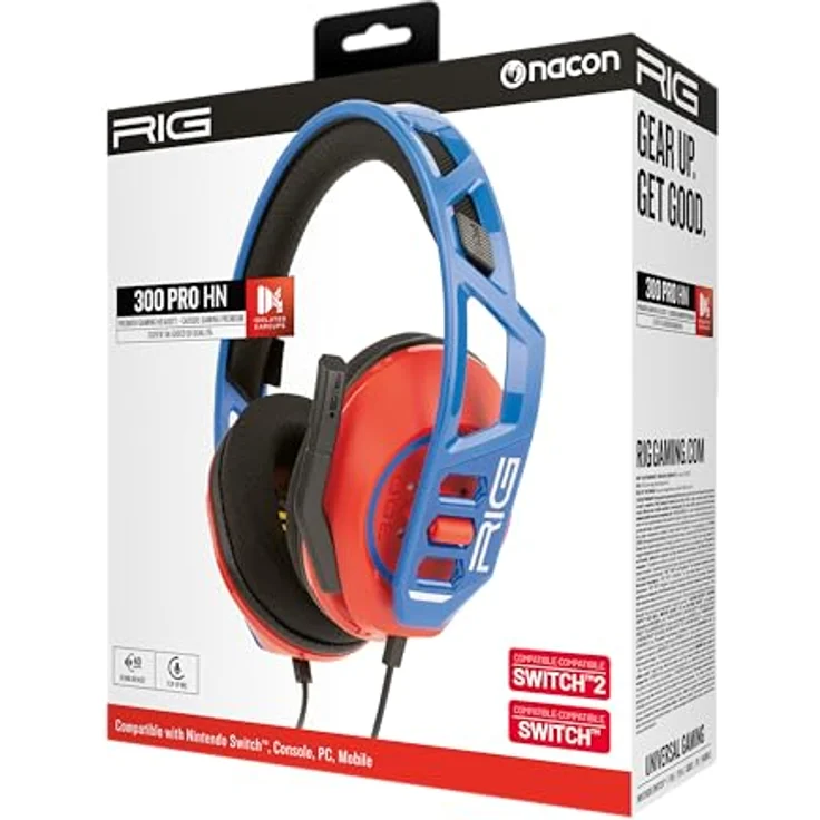 Nacon Gaming RIG 900 MAX HX, Kabelgebundenes Gaming Headset mit 40-mm-Treibern, Rot, Blau – Bild 3