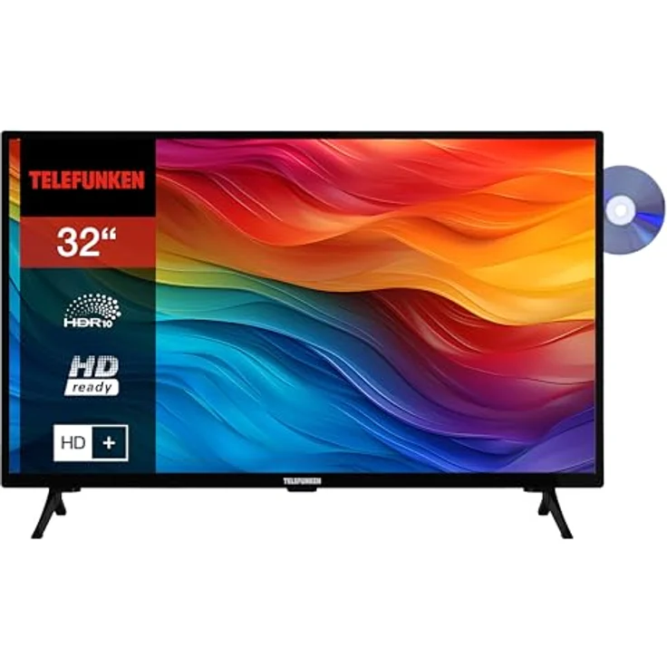 Telefunken XH32SO550SD Smart TV 32 Zoll Fernseher (HD-Ready, HDR, Triple-Tuner, DVD-Player) inkl. 6 Monate HD+, Schwarz – Bild 1
