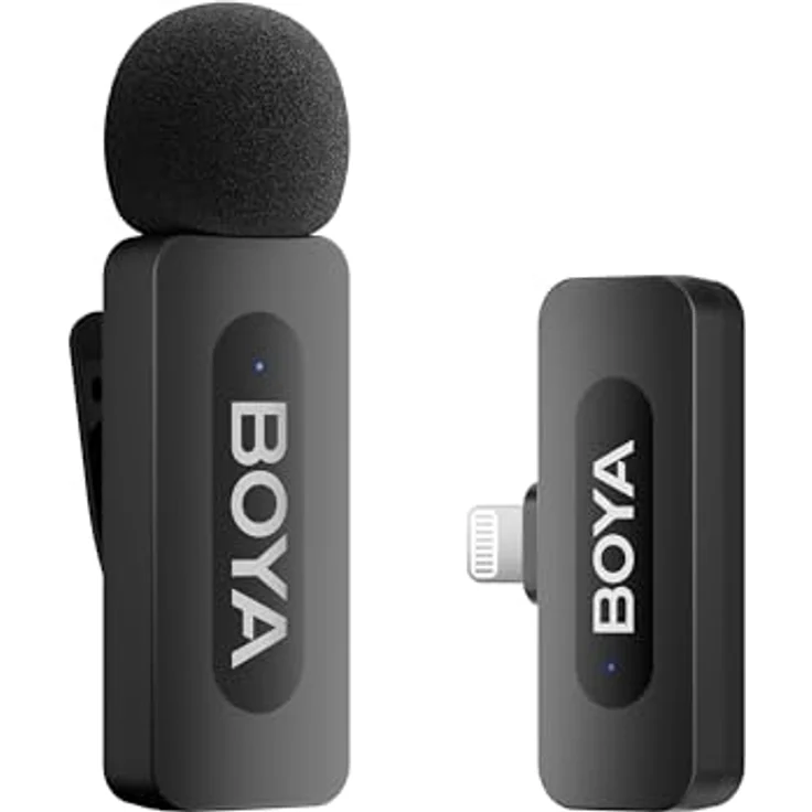 Boya BY-V1, Dual-Channel Wireless-Mikrofon mit intelligenter Geräuschunterdrückung, tragbar und Plug-and-Play – Bild 1