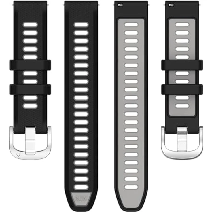 GIOPUEY Armband für Garmin Forerunner 970, Weiches TPU Ersatzarmband mit Farbdesign Spleißen - black/grey – Bild 5