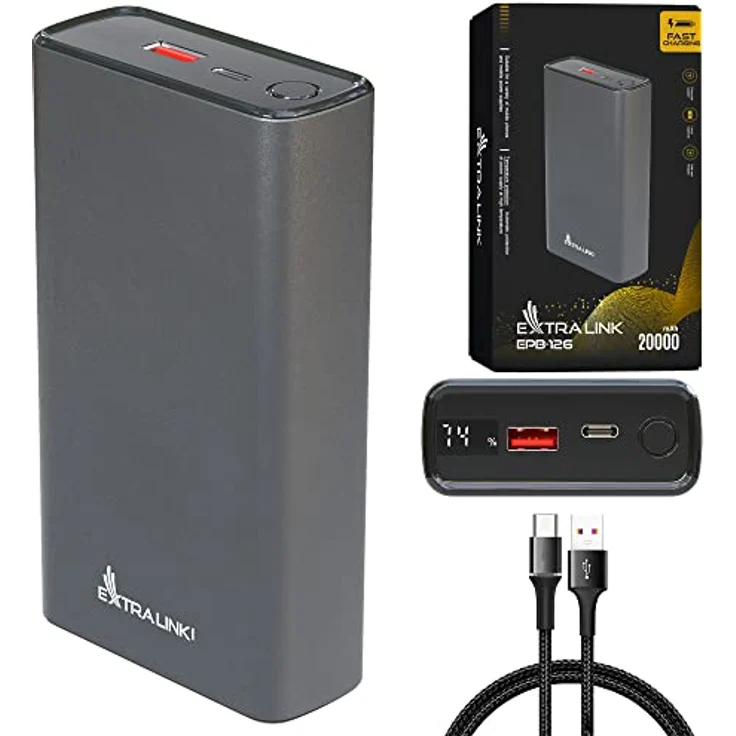 Powerbank 20000mAh Powerbank Schnellladefunktion bis zu 45W PD Power Bank USB C 20000mAh Robustes Gehäuse Lithium-Polymer-Akku Fast Charge Digitale Anzeige Externe Handyakkus – Bild 1