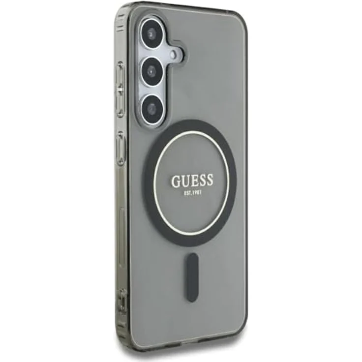 CG MOBILE Guess Glitter Circle Classic Logo, Hartschalenhülle aus TPU/PC, kompatibel mit MagSafe für Samsung Galaxy S25, Schwarz – Bild 4