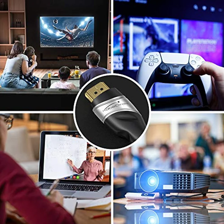 KabelDirekt – 8K/4K HDMI-2.1-Kabel – 2 m – von HDMI zertifiziert für höchste Qualität (8K@60Hz, Ultra High Speed/48G, neuester Standard, optimal für PS5/Xbox, Monitor/TV/Beamer, silbern) – Bild 3
