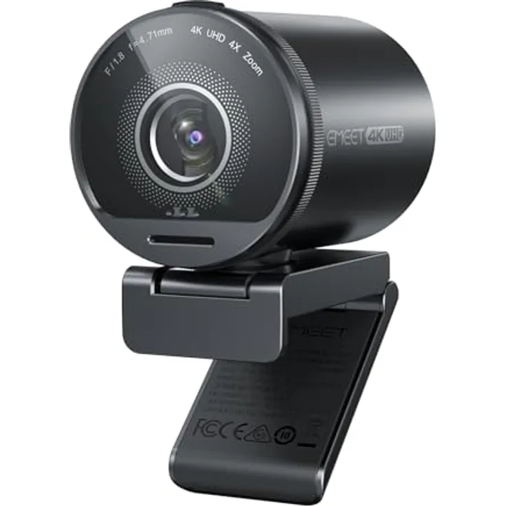 EMEET S800 4K Webcam, 2 Mikrofone, Rauschunterdrückung, 73° Sichtfeld, HDR 1080p@60FPS für Live-Streaming, Gaming, Zoom