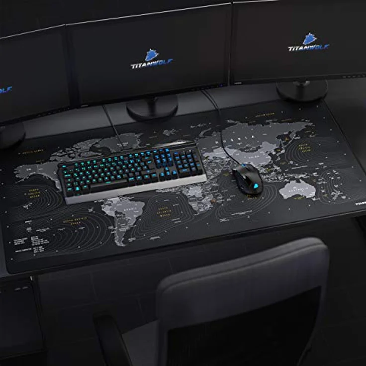 CSL - Übergröße Mauspad 1200x600mm Weltkarte - XXXL Mousepad groß mit Motiv - Tischunterlage Large Size - verbessert Präzision und Geschwindigkeit - XXL Gaming z.B. für Logitech Maus und Tastatur – Bild 7