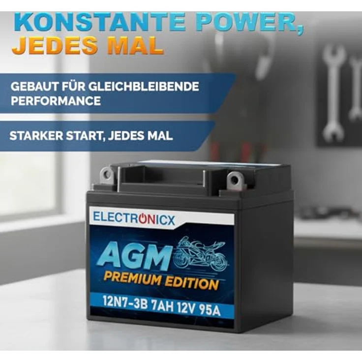 Electronicx AGM-12N7-3B, 7Ah 12V AGM Motorradbatterie - wartungsfrei, auslaufsicher und rüttelfest für Motorrad, Roller und Quad – Bild 4