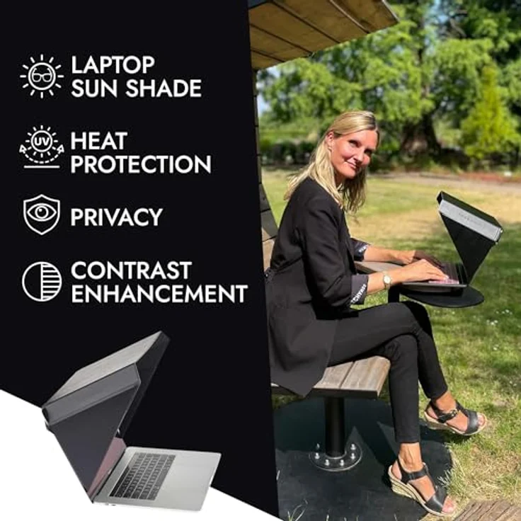 Philbert Design Philbert Sun Shade & Privacy Hood, Ultradünner Sichtschutz für 12-14" Laptops, Schwarz, Überhitzungsschutz, universelle Kompatibilität – Bild 2